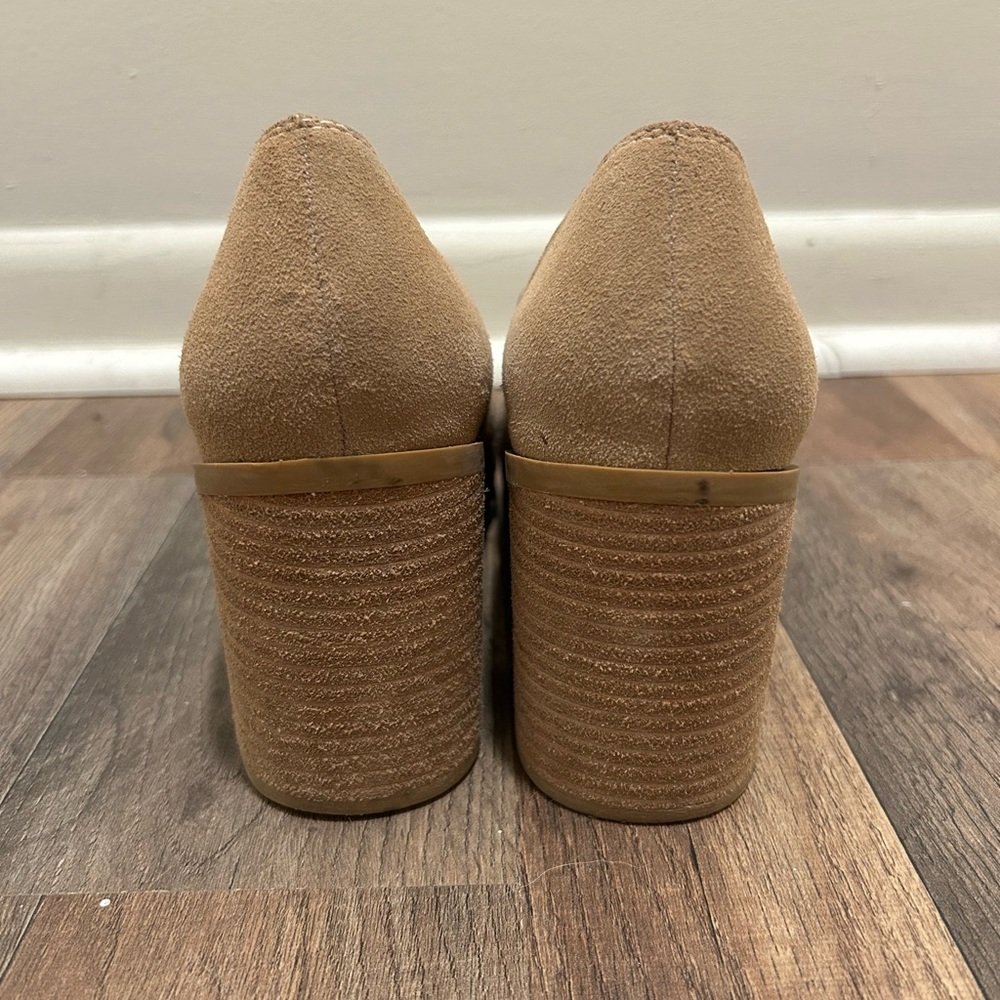 Joie Tan Suede Block Heel Shoes - Picture 5 of 7